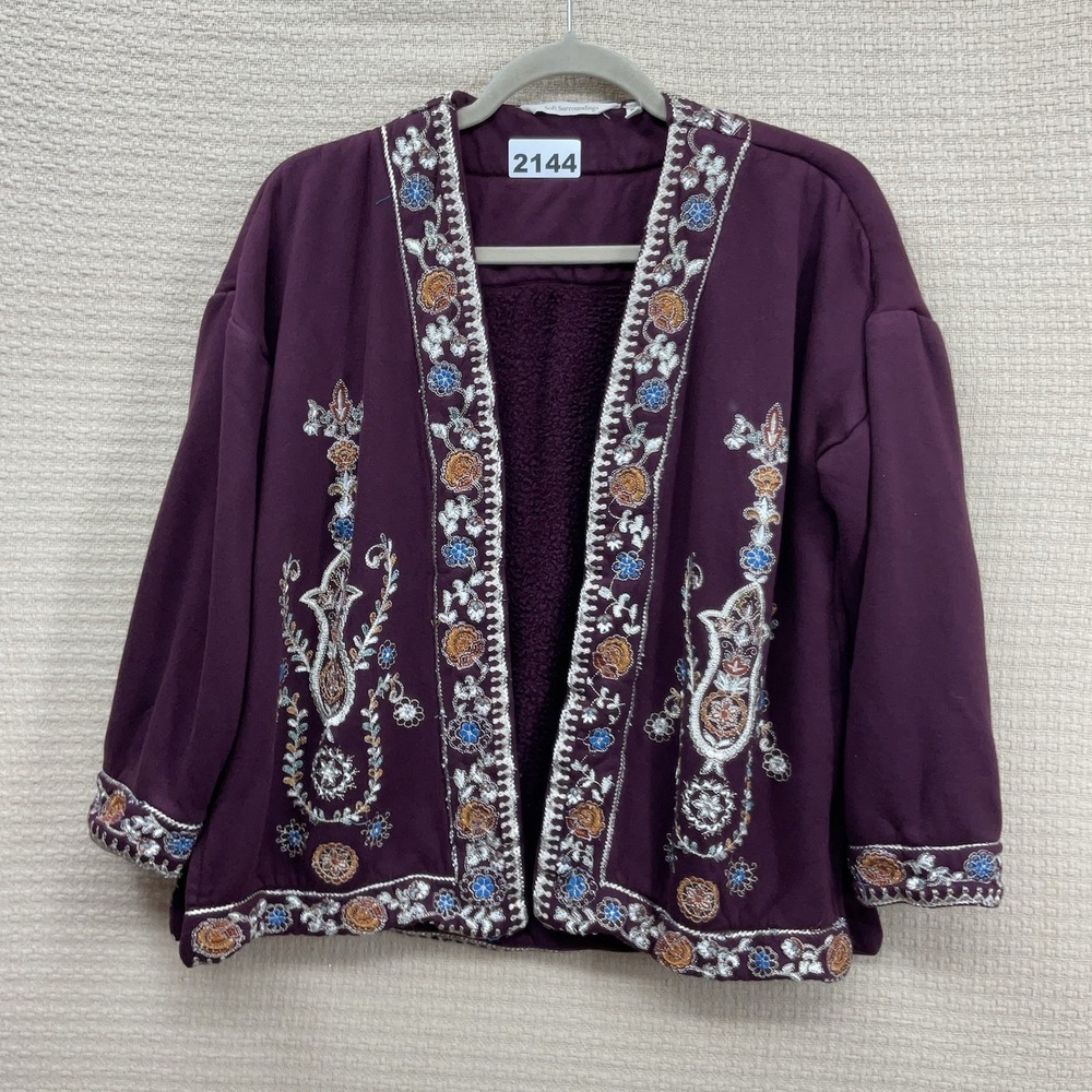 Soft Surroundings Open Cardigan Sweater Women's PM Purple Fall Festival‎ Topper